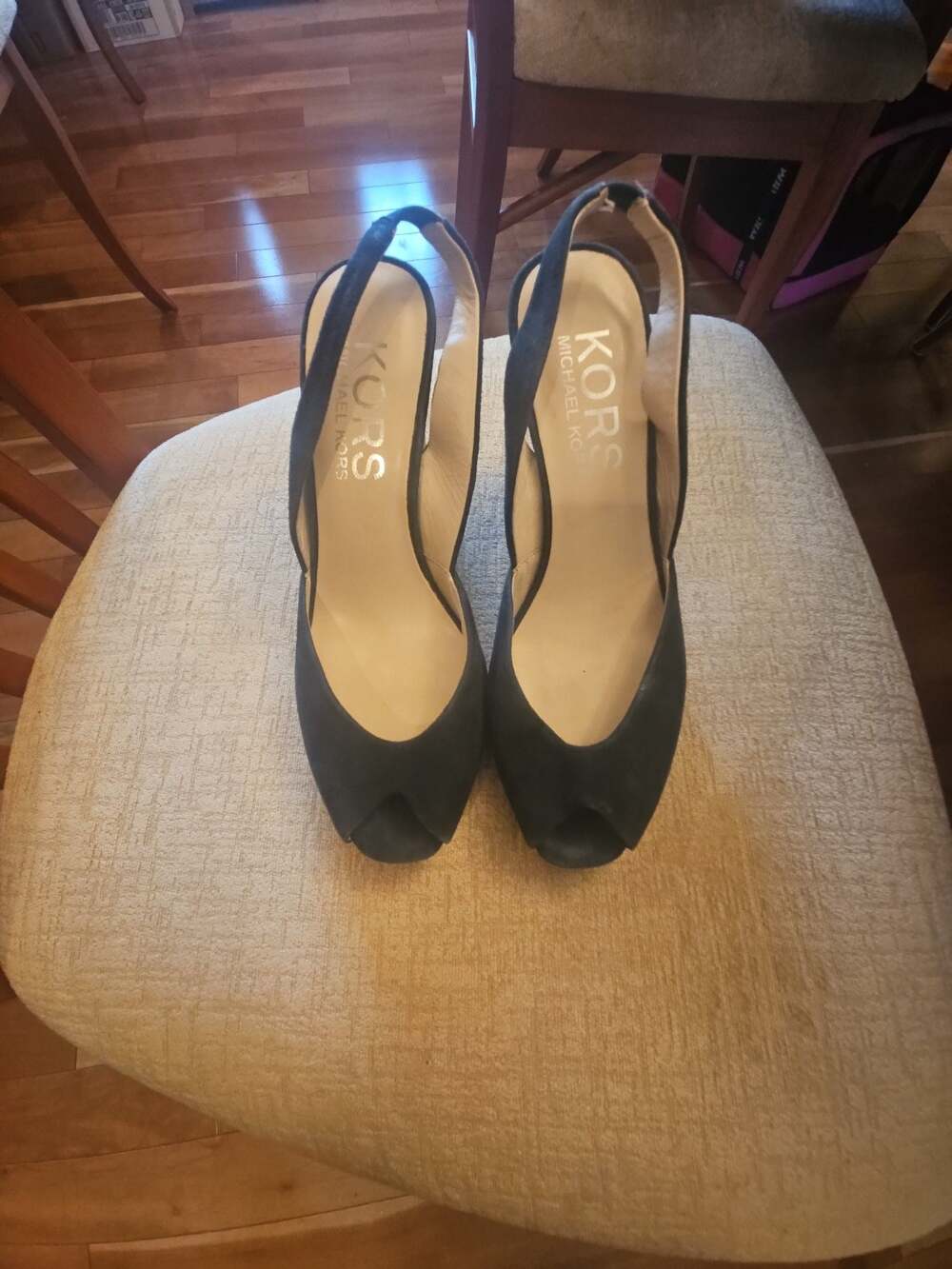 KORS Michael Kors blue Suede Peep Toe Slingback Wedge Heels Size 8.5M